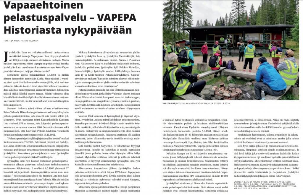Vapaaehtoinen pelastuspalvelu - VAPEPA Historiasta nykypäivään